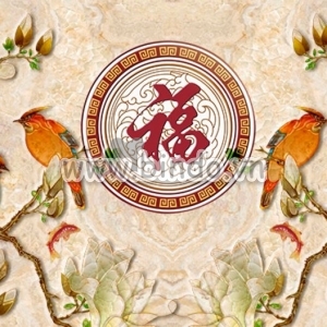 Decal dán tường Tranh dán tường Hoa lan và hai đôi chim