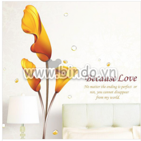 Decal dán tường Hoa ly vàng decal dán tường, trang trí phòng ngủ, chi tiết rời, giá rẻ TPHCM