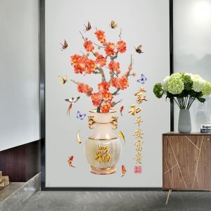 Decal dán tường Bình hoa mùa xuân