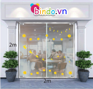 Decal dán tường Trang trí tết hoa mai và chim én A