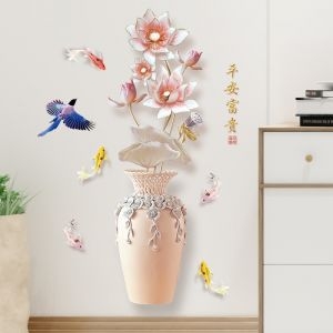 Decal dán tường Decal bình hoa sen hồng khổ dọc Decal dán tường Decal bình hoa sen hồng khổ dọc