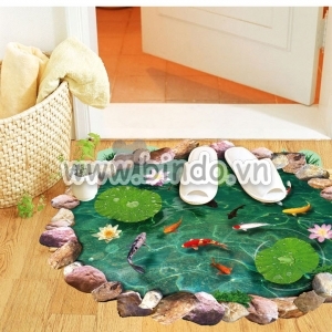 Decal dán tường Decal 3D  Hồ Cá chép Koi Decal dán tường Decal 3D  Hồ Cá chép Koi