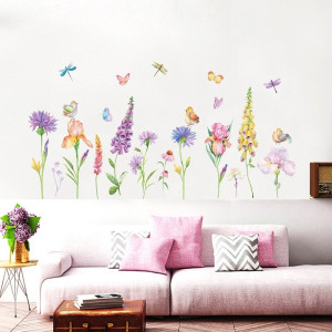 Decal dán tường Hoa sắc màu