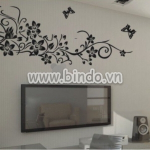Decal dán tường Họa tiết hoa đen decal dán tường, trang trí phòng ngủ, có sẵn keo, cao cấp ở TPHCM