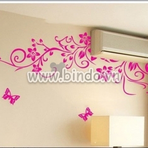 Decal dán tường Decal họa tiết hoa đỏ dán trang trí tường đẹp