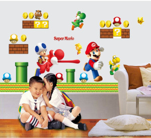 Decal dán tường Decal dán tường hoạt hình mario, chi tiết rời, dán lớp học mầm non,phòng bé , độc đáo TPHCM