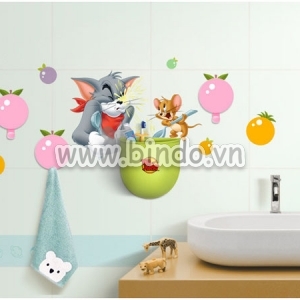 Decal dán tường Hộp đựng đồ đa năng kèm móc treo đồ Tom Jerry