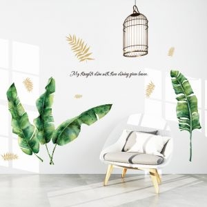 Decal dán tường Decal dán tường lá xanh trang trí 1, dán 2 mặt có sẵn keo, trang trí phòng khách, cao cấp TPHCM Decal dán tường Decal dán tường lá xanh trang trí 1, dán 2 mặt có sẵn keo, trang trí phòng khách, cao cấp TPHCM