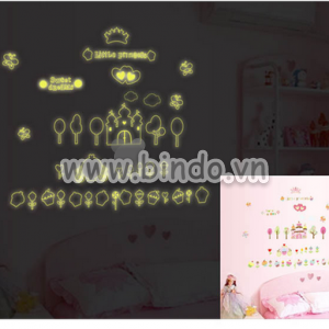 Decal dán tường Decal dạ quang hình lâu đài, thế giới cổ tích dán tường phòng bé trường mầm non Decal dán tường Decal dạ quang hình lâu đài, thế giới cổ tích dán tường phòng bé trường mầm non
