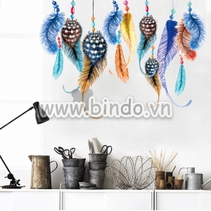 Decal dán tường Decal lông vũ sắc màu dán trang trí quán cafe, phòng khách Decal dán tường Decal lông vũ sắc màu dán trang trí quán cafe, phòng khách