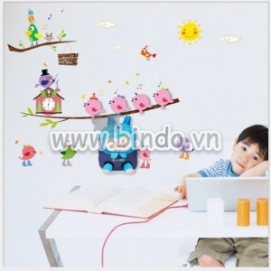 Decal dán tường Móc treo đồ Chim ca hát 2