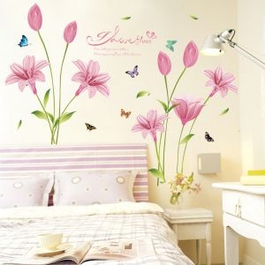 Decal dán tường Hoa anh thảo hồng