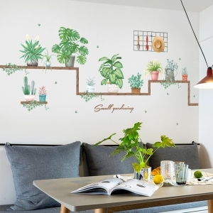 Decal dán tường Decal những chậu cây trang trí dán tường kính tủ Decal dán tường Decal những chậu cây trang trí dán tường kính tủ