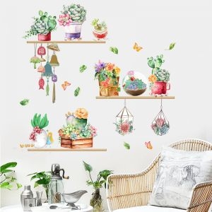 Decal dán tường Những chậu hoa sắc màu