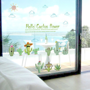 Decal dán tường Những chậu xương rồng vui nhộn