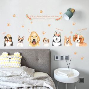 Decal dán tường Decal dán những chú chó đáng yêu, chi tiết rời, phòng bé, TPHCM 1,38 x 0,50 (m) (dài x rộng)