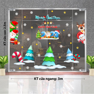 Decal dán tường Noel - Ba cây thông sắc màu 