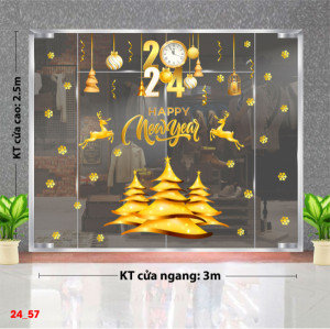 Decal dán tường Noel - cây thông vàng to 3m