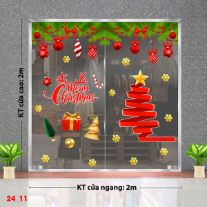 Decal dán tường Noel - Cây giáng sinh đỏ