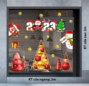 Decal dán tường Decal Noel - Cây thông đỏ nhũng quả châu sắc màu Decal dán tường Decal Noel - Cây thông đỏ nhũng quả châu sắc màu