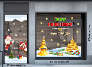 Decal dán tường Decal Noel - cây thông tuyết vàng Decal dán tường Decal Noel - cây thông tuyết vàng