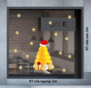 Decal dán tường Noel -  cây Thông vàng 1