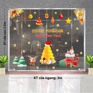 Decal dán tường Decal Noel  - cây thông vàng và tuần lộc vàng Decal dán tường Decal Noel  - cây thông vàng và tuần lộc vàng