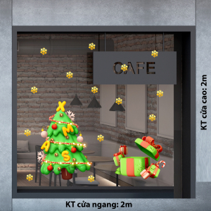 Decal dán tường Decal Noel - cây thông xanh và nhưng hộp quà xinh xanh lá Decal dán tường Decal Noel - cây thông xanh và nhưng hộp quà xinh xanh lá
