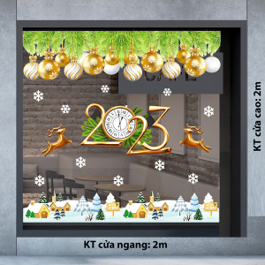 Decal dán tường Noel - Dây xanh treo quả chuông Decal dán tường Noel - Dây xanh treo quả chuông
