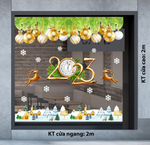 Decal dán tường Decal Noel - Dây xanh treo quả chuông Decal dán tường Decal Noel - Dây xanh treo quả chuông