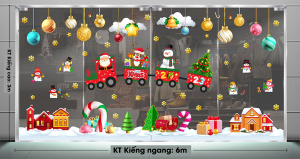 Decal dán tường  Noel - Đoàn tàu noel và người tuyết