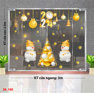 Decal dán tường Decal Noel - Đôi người tuyết bên thông vàng Decal dán tường Decal Noel - Đôi người tuyết bên thông vàng