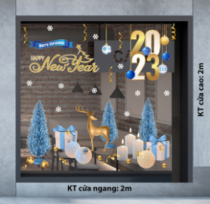 Decal dán tường Noel -  Hộp quà và tuần lộc