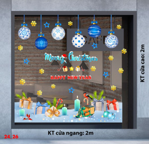 Decal dán tường Noel - Qùa và nến xanh