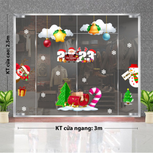 Decal dán tường Decal Noel - Người tuyết tuần lộc chào noel Decal dán tường Decal Noel - Người tuyết tuần lộc chào noel
