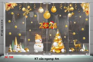 Decal dán tường Decal Noel - Người tuyết tuần lộc ngắm tuyết rơi Decal dán tường Decal Noel - Người tuyết tuần lộc ngắm tuyết rơi