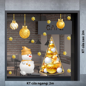 Decal dán tường Decal Noel - Người tuyết và những trái châu Decal dán tường Decal Noel - Người tuyết và những trái châu