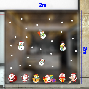 Decal dán tường Decal Noel - Người tuyết và ông già noel vui đùa Decal dán tường Decal Noel - Người tuyết và ông già noel vui đùa