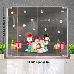 Decal dán tường Noel - Người tuyết và ông già noel