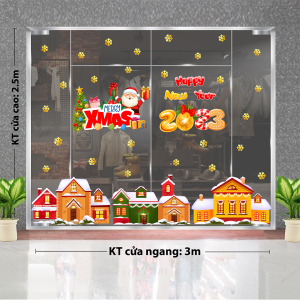 Decal dán tường Noel - Những ngôi nhà giáng sinh sắc màu tươi 