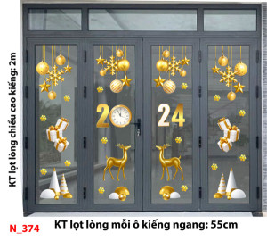 Decal dán tường Noel - Noel 374 Tuần lộc vàng