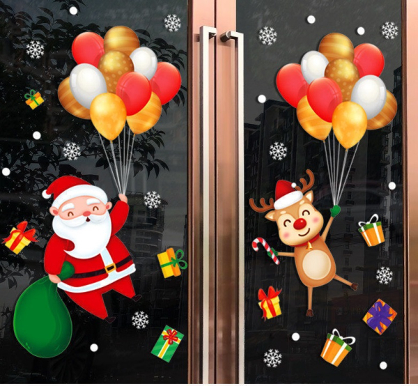 Decal dán tường Noel - Ông già cầm bong bóng (H)