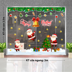 Decal dán tường  Noel - Ông già kéo chuông 