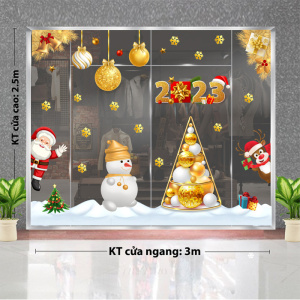 Decal dán tường Decal Noel - Ông già người tuyết chào giáng sinh Decal dán tường Decal Noel - Ông già người tuyết chào giáng sinh