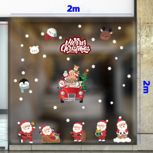 Decal dán tường Decal Noel - Ông già Noel lái xe phát quà giáng sinh Decal dán tường Decal Noel - Ông già Noel lái xe phát quà giáng sinh