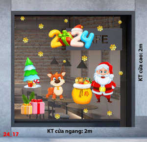 Decal dán tường Decal Noel - Ông già noel và cái túi vàng Decal dán tường Decal Noel - Ông già noel và cái túi vàng