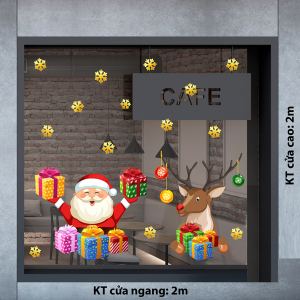 Decal dán tường  Noel  - Ông già và những hộp quà