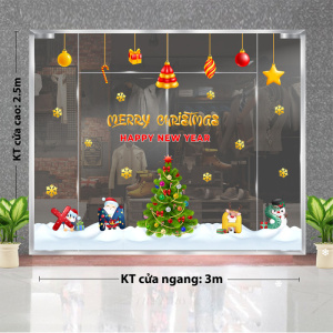 Decal dán tường Decal Noel - Quả châu vàng và thông xanh Decal dán tường Decal Noel - Quả châu vàng và thông xanh