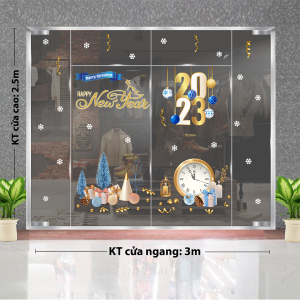 Decal dán tường Decal Noel - quả châu xanh và đồng hồ giáng sinh Decal dán tường Decal Noel - quả châu xanh và đồng hồ giáng sinh