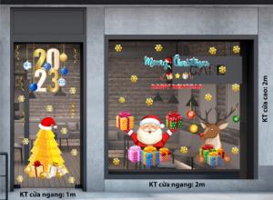 Decal dán tường Decal Noel - Qùa Noe,l và cây thông vàng Decal dán tường Decal Noel - Qùa Noe,l và cây thông vàng